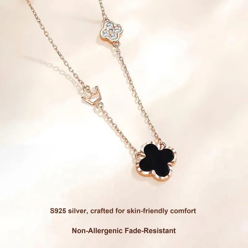 Disney S925 Silver Necklaces Women's Black-4