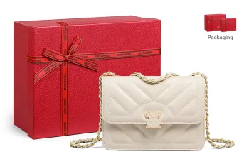 C°BANNER Composite Material Chain Bag, Small Square Bag, Shoulder Bag, Crossbody Bag Regular Women's White