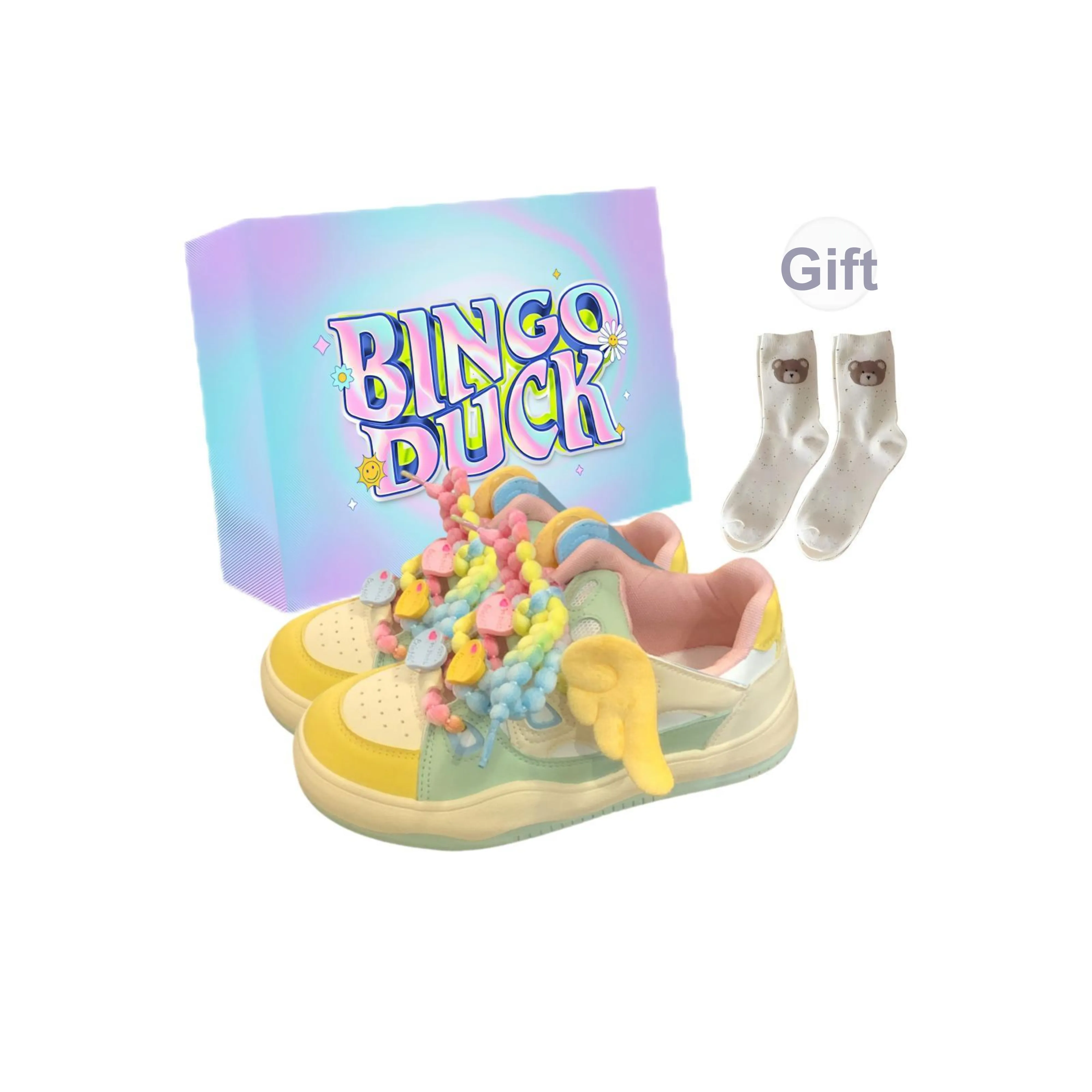 BINGO DUCK Низкие кроссовки для скейтбординга женские желто-зеленые