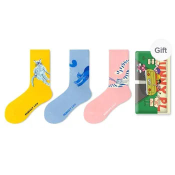 PL Mid Calf Socks Unisex Shopping Bag 3 Pack Mixed Color
