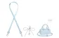 [Leather Strap]Light Blue Crossbody Bag, Adjustable 90-120cm * Comes with Butterfly Pendant