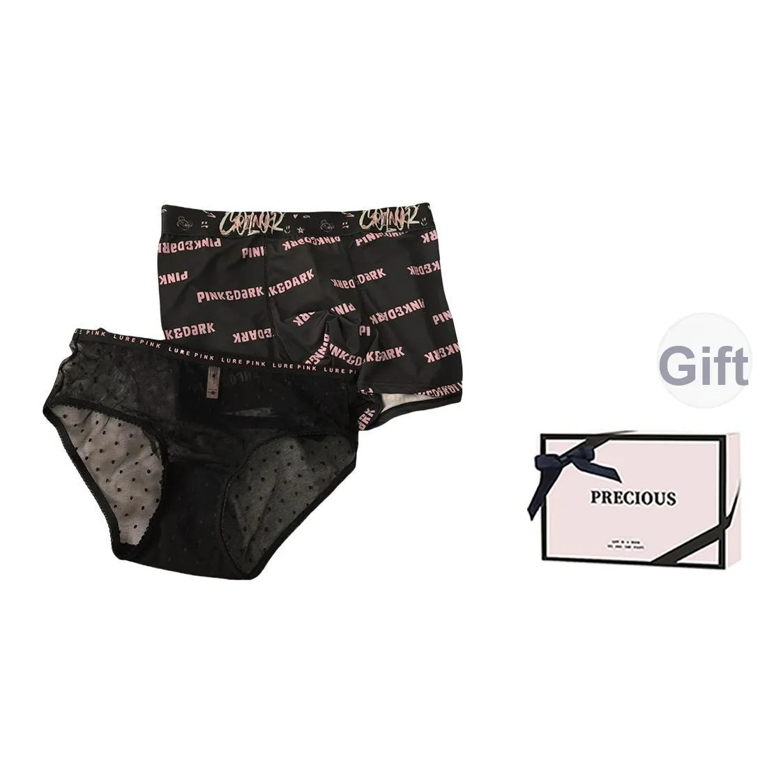 TLXT Черный Комбо Парный+[Коробка ко Дню Влюбленных] Унисекс Подарочный Набор Нижнего Белья