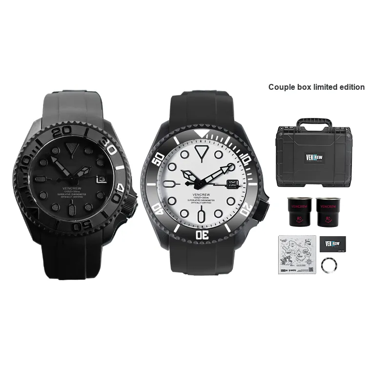 VENCREW Couple's Watch Pair Automatic Mechanical Movement Watch Unisex Black Dial
