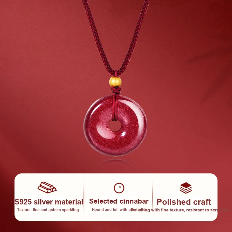 JINLIUFUJIXIANG Reconstructed Cinnabar Necklaces Unisex-1