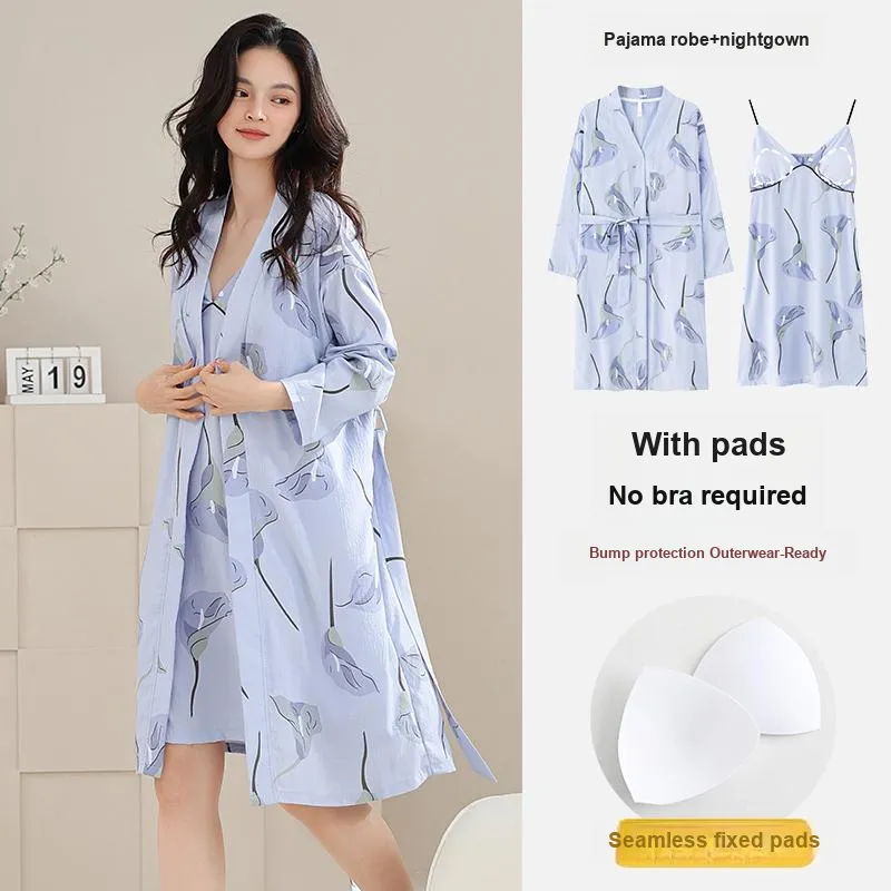 Ta Yan Pajama Robe Women's Blue-3