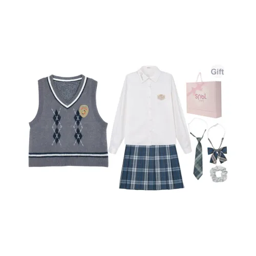 Snbl Клетчатая юбка + рубашка + жилет женская униформа