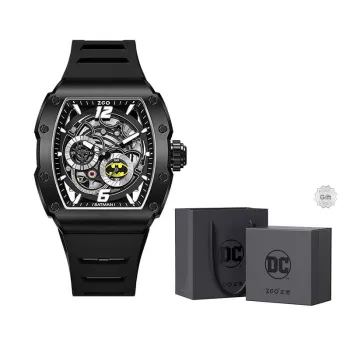 Zgo Warner DC Batman Collaboration Mechanical Movement Rubber Band Strap Watch Men's Watches Black Dial
