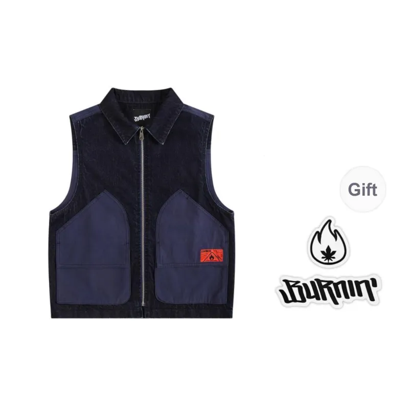BURNIN Vest Unisex French Work Blue-0