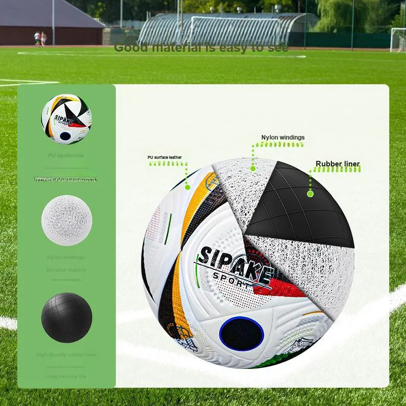 SIPAKESPORT Size 5 Soccer PU Seamless Thermal bonding Unisex Red Green Yellow-6
