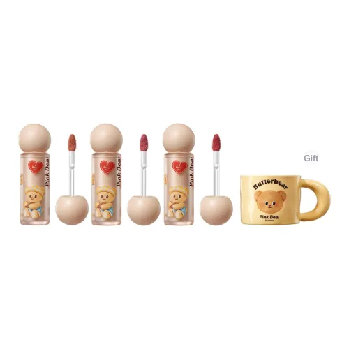 Pinkbear Piko Медвежонок X Butter Bear Коллаборация LIP Грязь Матовый Натуральный TRANSFER PROOF с Длинным Сохраняющимся Цветом 3 шт