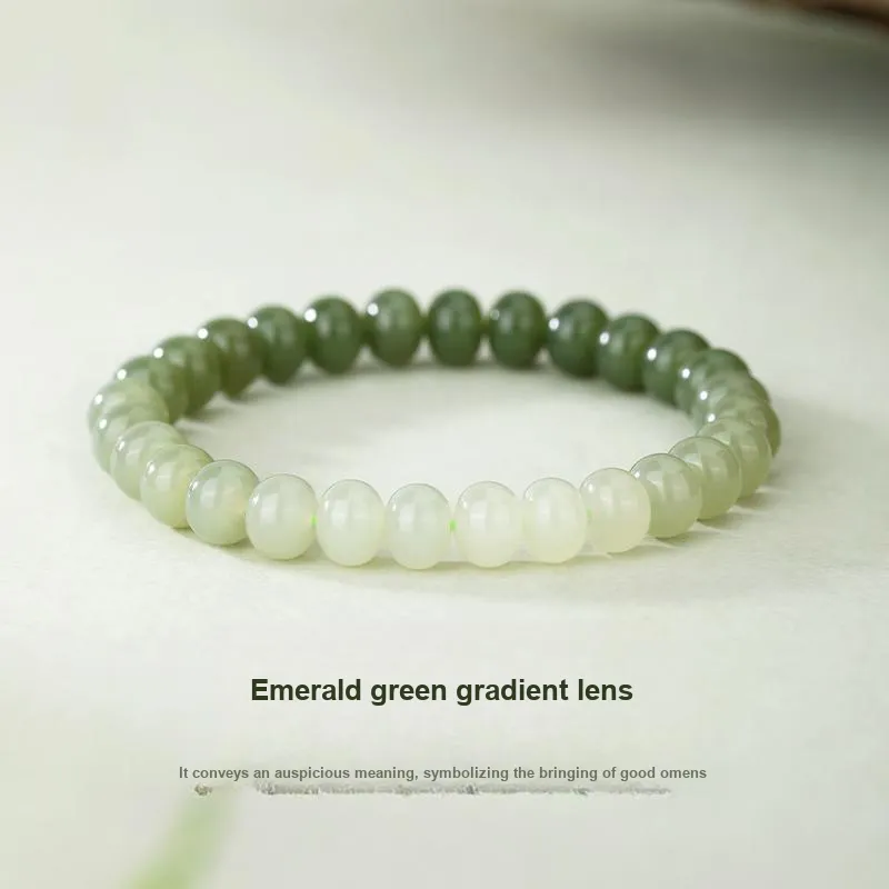 JINLIUFUJIXIANG Hetian Jade Bracelets Pale Greenish White Jade Unisex-1