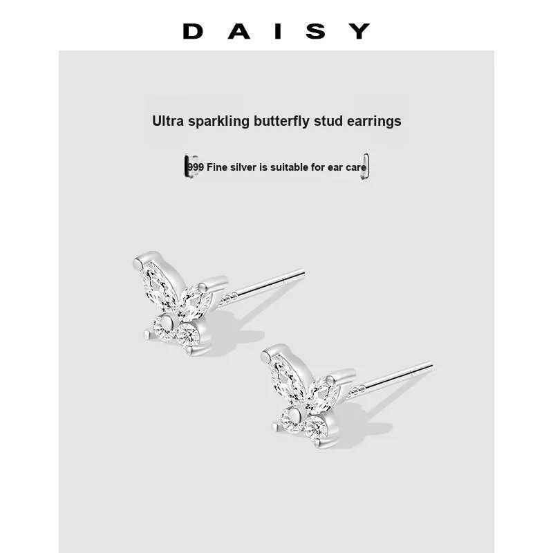 Daisy Dream 999 Fine Silver Stud Earrings Women's-4
