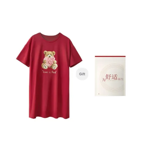Red Beans At Home Nightgown Women's Shopping Bag Red