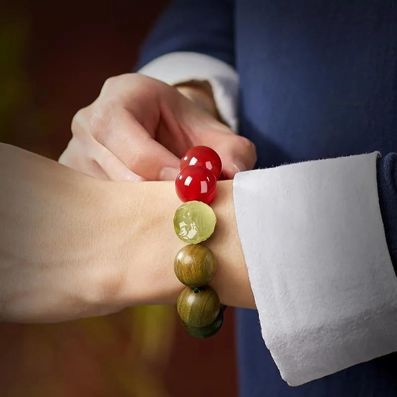 SGE Green Sandalwood Wooden Bracelets Men's-7