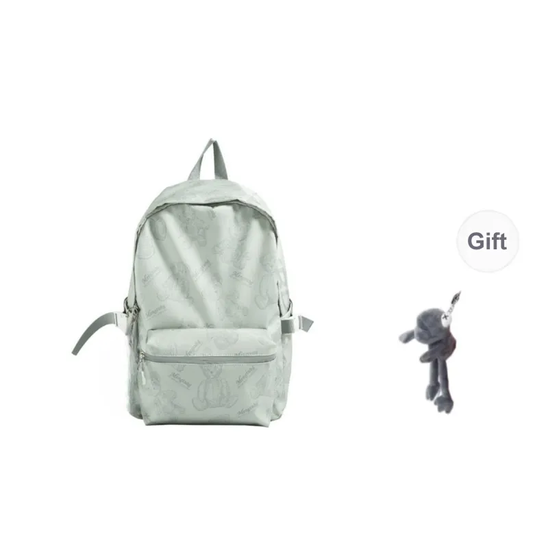 URBAN FOREST Nylon Fabric Backpack Unisex Black/Red/White/Green-14