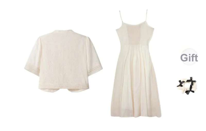 TURN UP Skirt Set Women's Apricot Two Piece Set+Bowknot Hair Tie Includes-1
