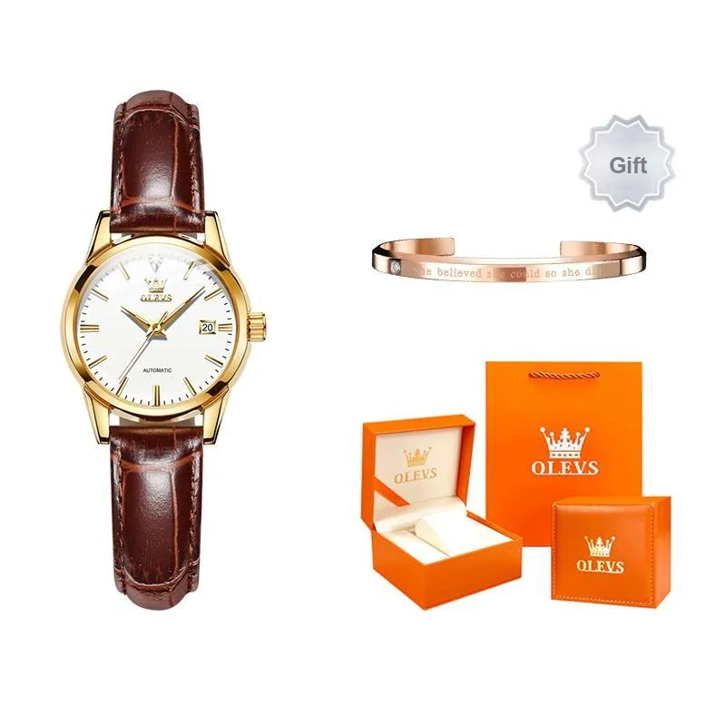 OLEVS Minimalist Series Mechanical Movement Watch Women's Watch White Dial-32
