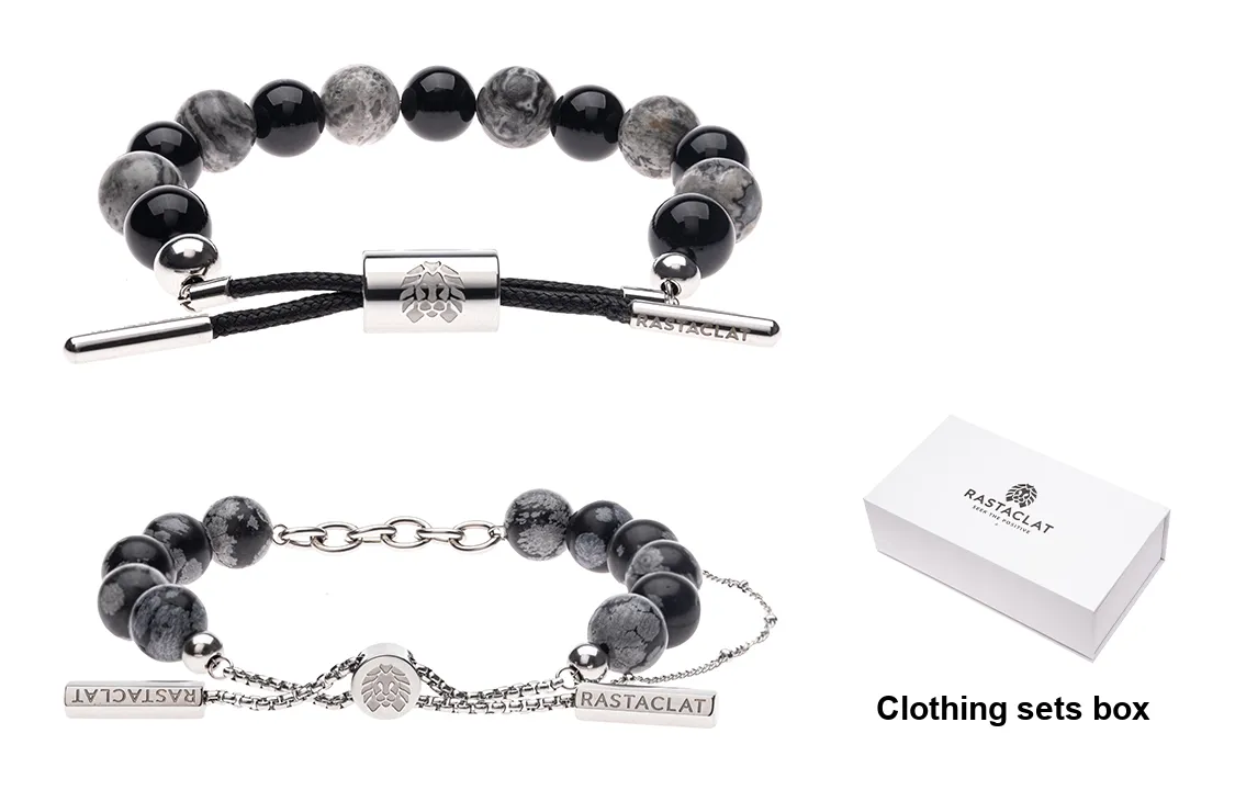 Rastaclat Snowflake Obsidian Beaded Bracelet Unisex