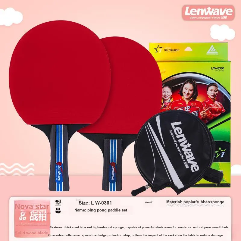 LENWAVE Ping Pong Paddles Unisex Paulownia Rubber Sponge Red-2