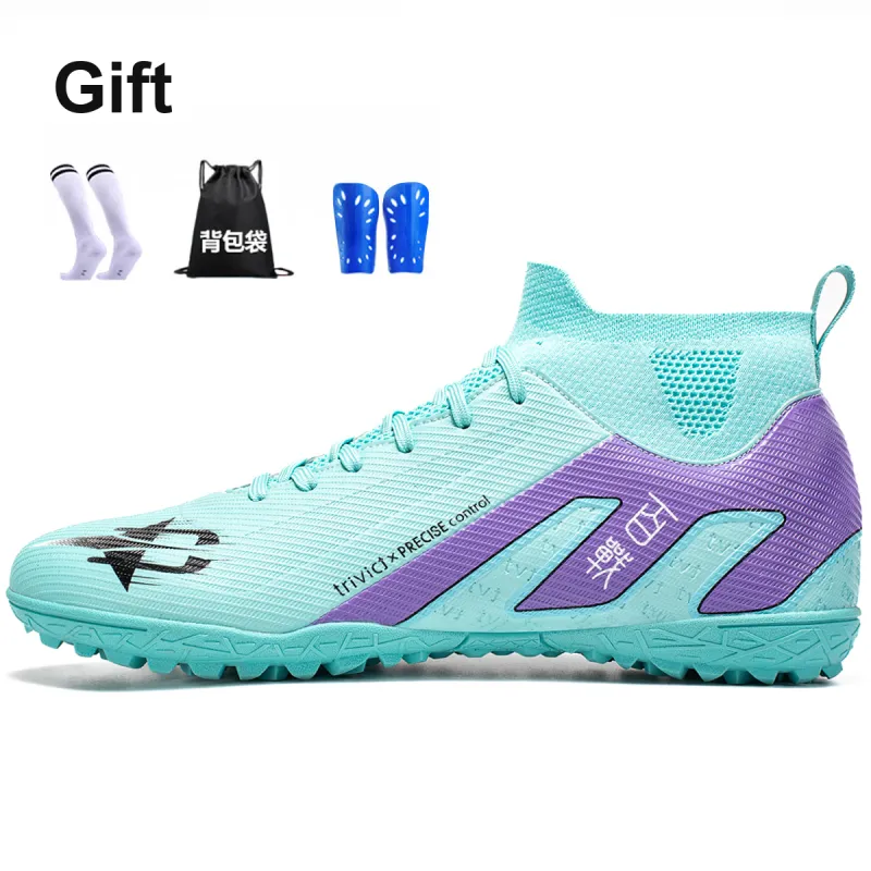 TriVict Win A Hundred Battles And Win A Hundred Victories. Soccer Shoes Unisex Mid Top White/Pink/Aqua/Blue-15