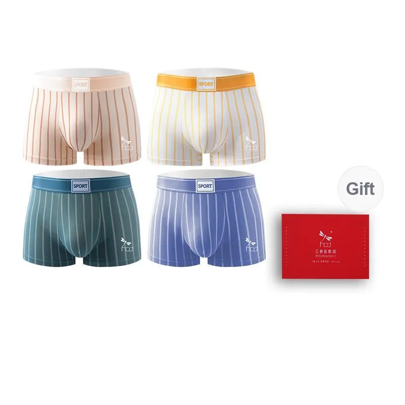 RED DRAGONFLY Cotton Panties Men's 4 Pack Gift Box Set-0