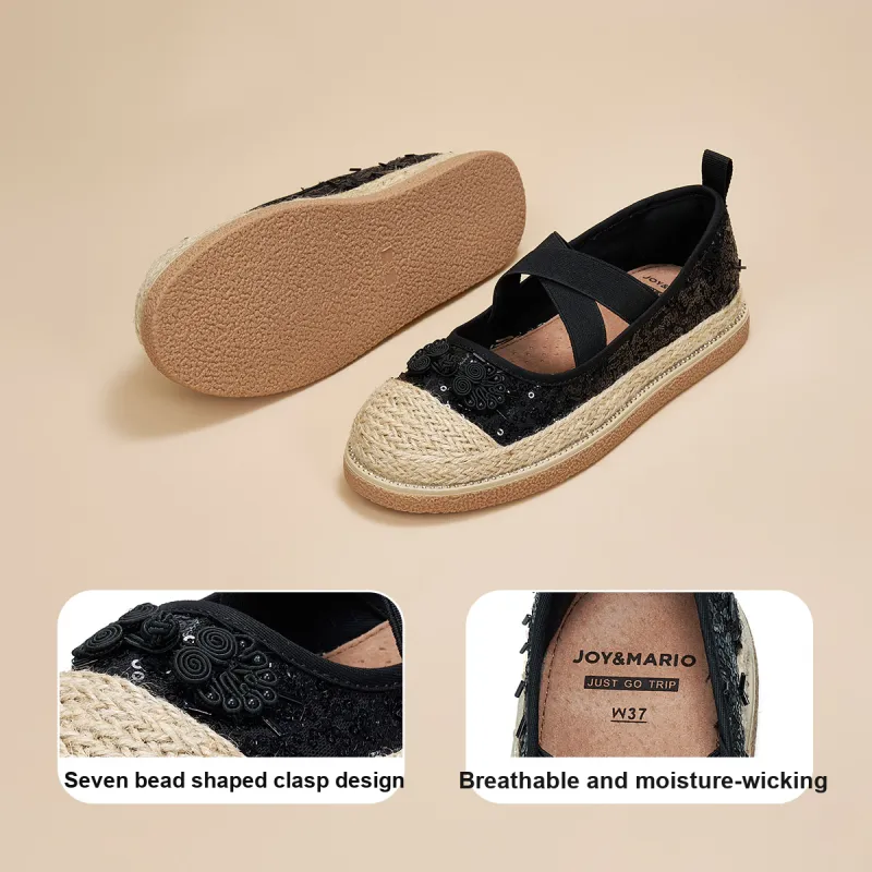 Joy&Mario Espadrilles Women's Black/Gold/Champagne-7