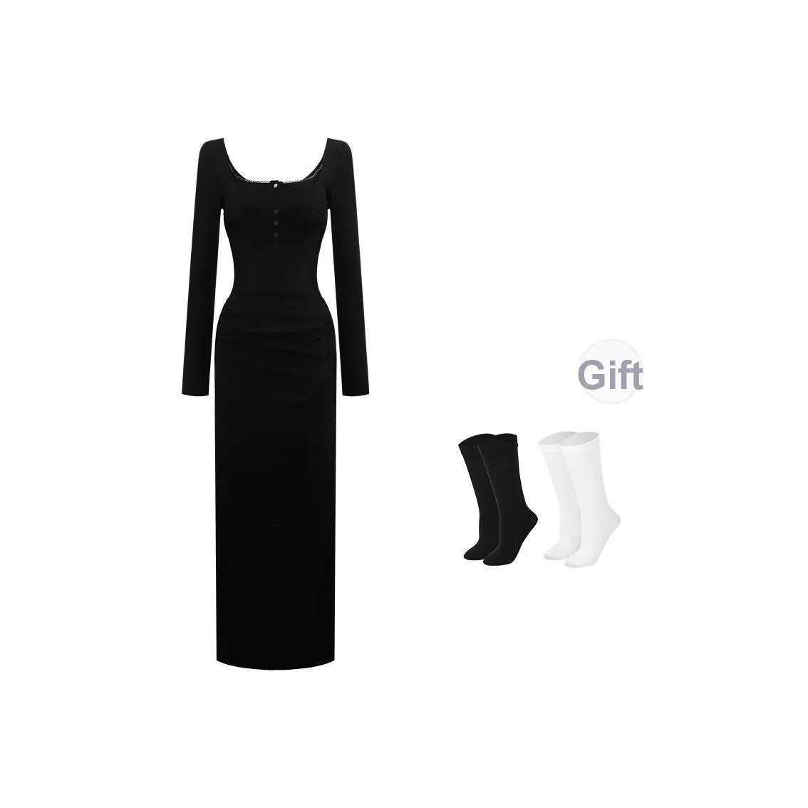 BSEVENI Длинное платье с длинными рукавами женское