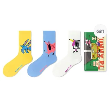 PL Mid Calf Socks Unisex Shopping Bag 3 Pack Mixed Color