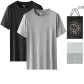 Crew Neck Short-Sleeved (Black+Heather Gray) 100% cotton Soft/Moisture-Wicking Breathable