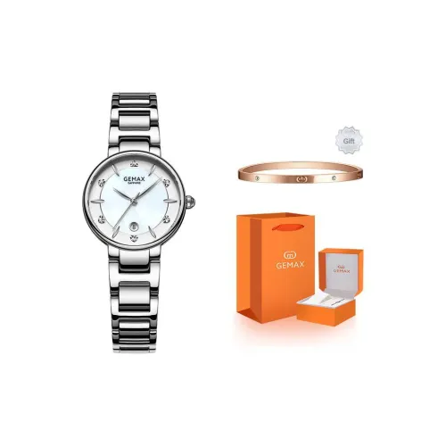 GEMAX Наручные часы Кварцевый механизм Ремешок из нержавеющей стали Часы для женщин Циферблат белого цвета