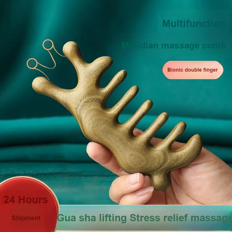 SHITIAN Head Therapy Comb Green Sandalwood Snail Pad Comb Natural Comb For Meridian Massage-1