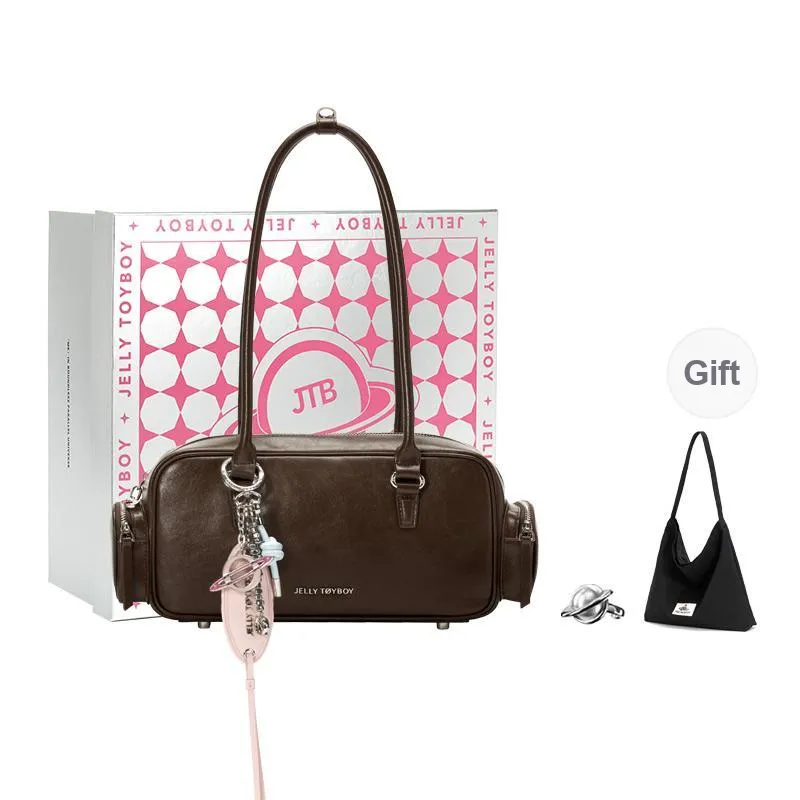 JELLYTOYBOY Cow Leather Reshaping Shoulder Bag Shoulder Bag, Handbag Women's Chocolate Brown/Pink-7