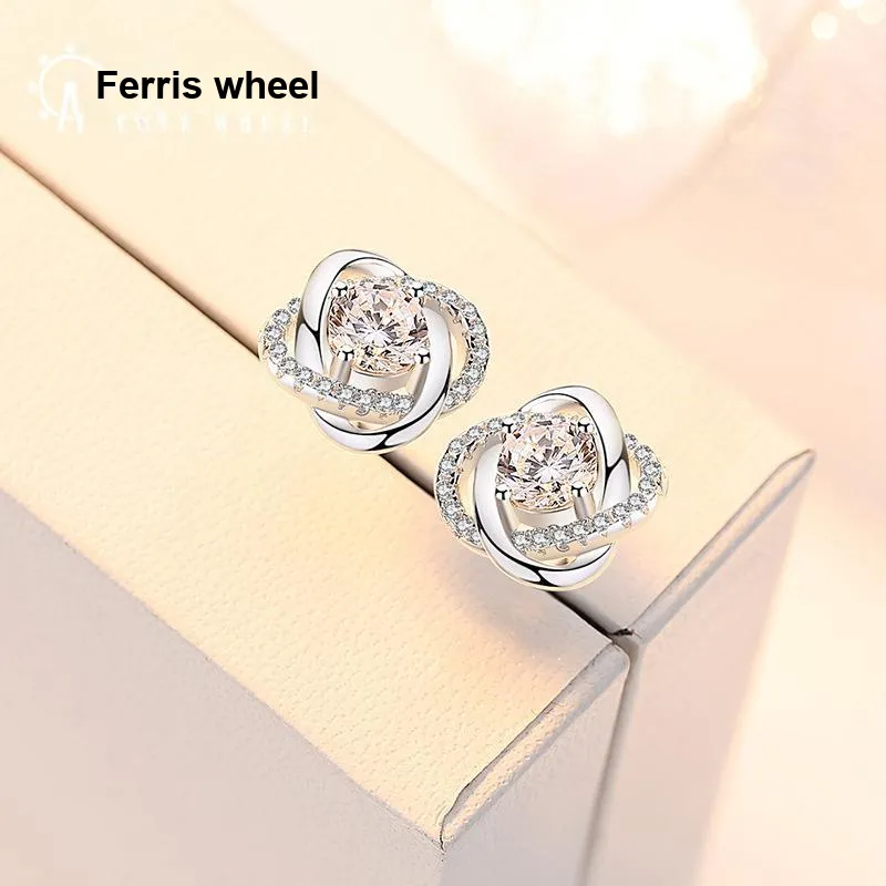 PRP S925 Silver Stud Earrings Women's-4