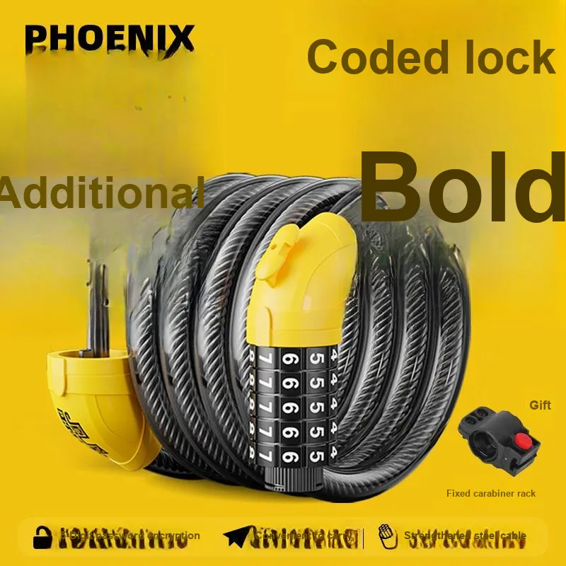 PHOENIX Bicycle Locks Zinc Alloy Burglar-Resistant Cable Lock-1