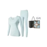 Women's Crew Neck Clothing Sets (Mouse Grass Green) Thermal Fleece/Seamless Antibacterial