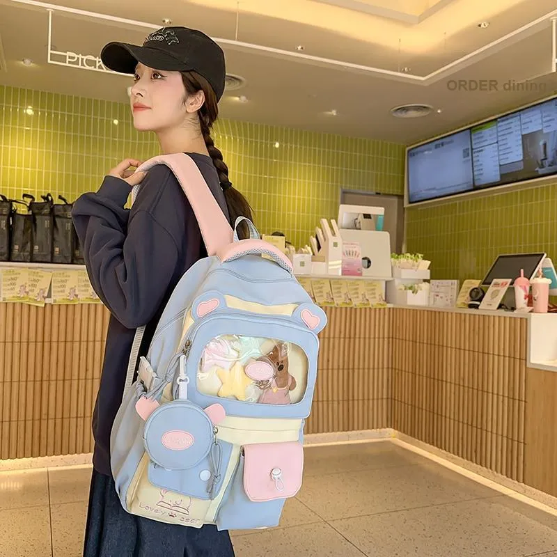 GOBLIN SHARKS 1759 Nylon Backpack Large Size Unisex Khaki/Red Blue/Black-13