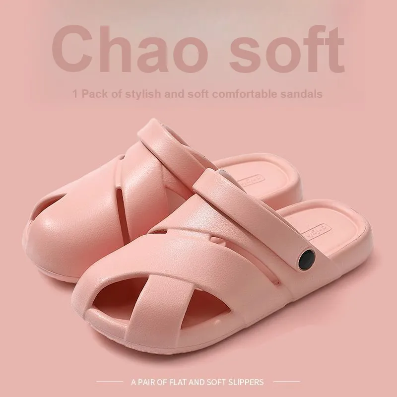 Foot Recreation Unisex Closed Toe Summer Soft Sole Heelless Home Slippers-3