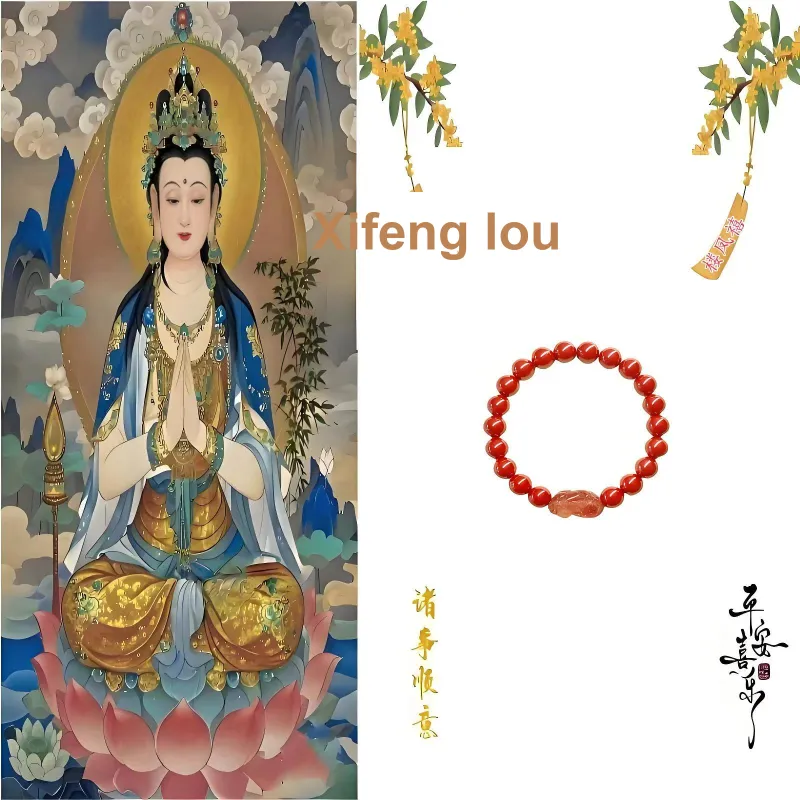Xifeng Building Cinnabar Bracelets Unisex-1