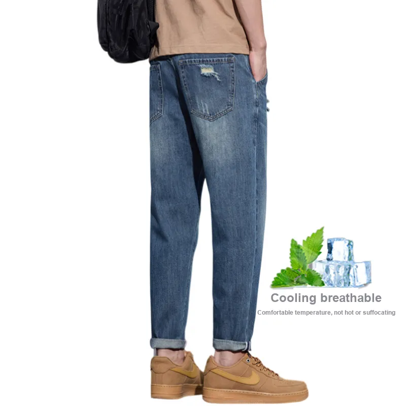 HANDAIWEI Jeans Unisex Blue-1