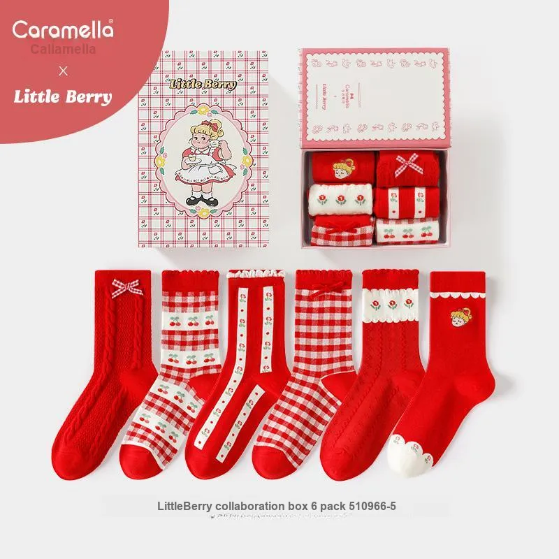 Caramella x Little Berry Mid Calf Socks Women's 6 Pack-4