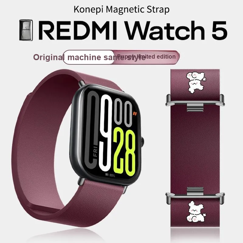 Fly Xiaomi Red Beige Compatibility Watch Band Genuine Leather Material-1