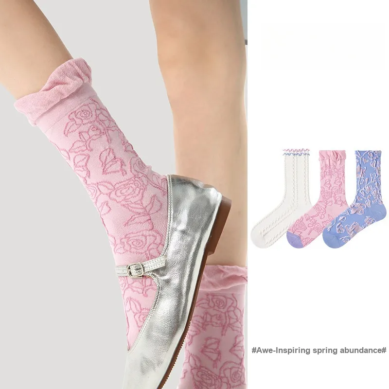 Vine Color Mid-Calf Socks Unisex 3 Pack Spring In Full Bloom-2