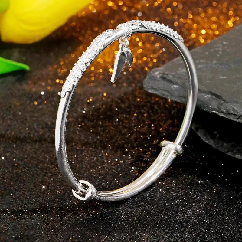 HAOYINFANG 999 Fine Silver Sterling Silver Bracelets Women's-3