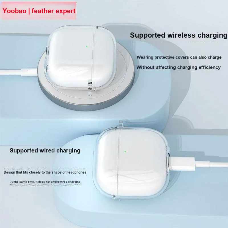 Yoobao Compatibility AirPods4 TPU Transparent, Fully Enclosed Impact Resistant, Comes With Lanyard Headphone Cases-6