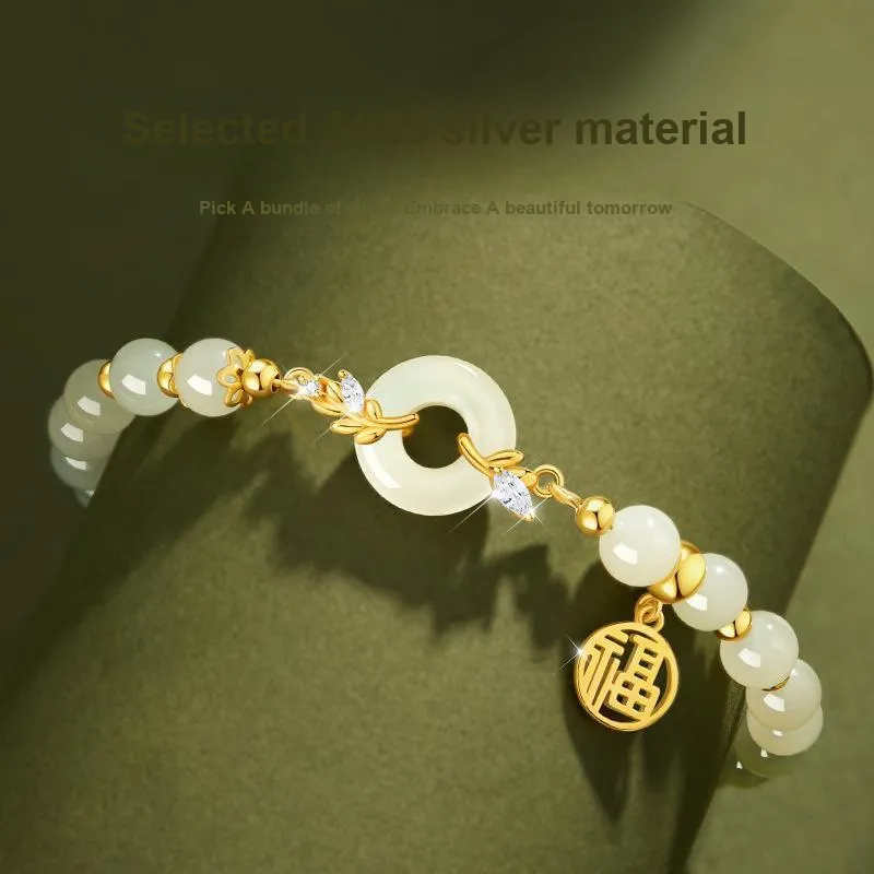 Royal Heaven's Choice Hetian Jade Bracelets Pale Greenish White Jade Women's-4