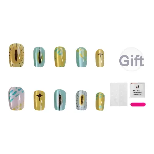 JIABITU Golden Eye False Nail Короткий LADDER Однотонный Телесный Китайский стиль