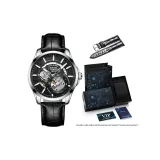 Silver Case Black Dial Black Leather Strap[Belt Clothing Sets 20mm]