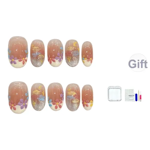 JINGCHANXUE Масляная живопись Любовь POEM False Nail Овал Телесный Румяна Stain Кошачий глаз 14mm