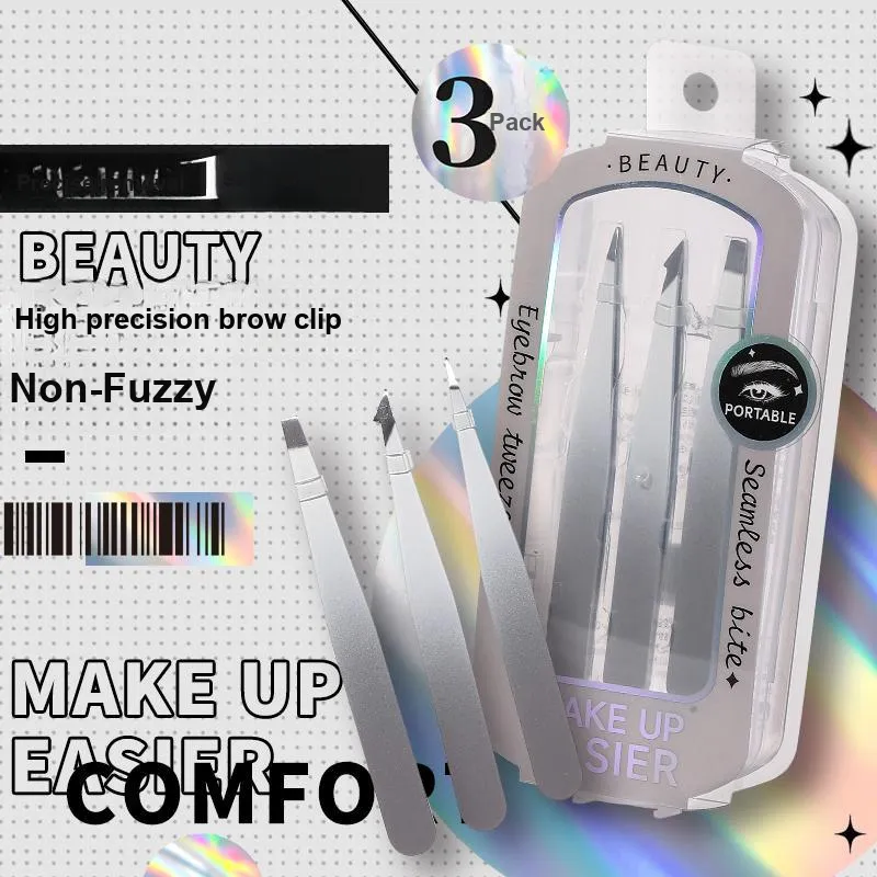 LMLTOP Eyebrow Clip, Angled Clip, And Flat Clip Small Forceps Three Piece Set-2