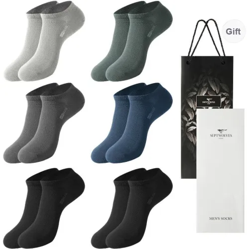 SEPTWOLVES Ankle Socks Men's 6 Pairs Gift Box Packaged